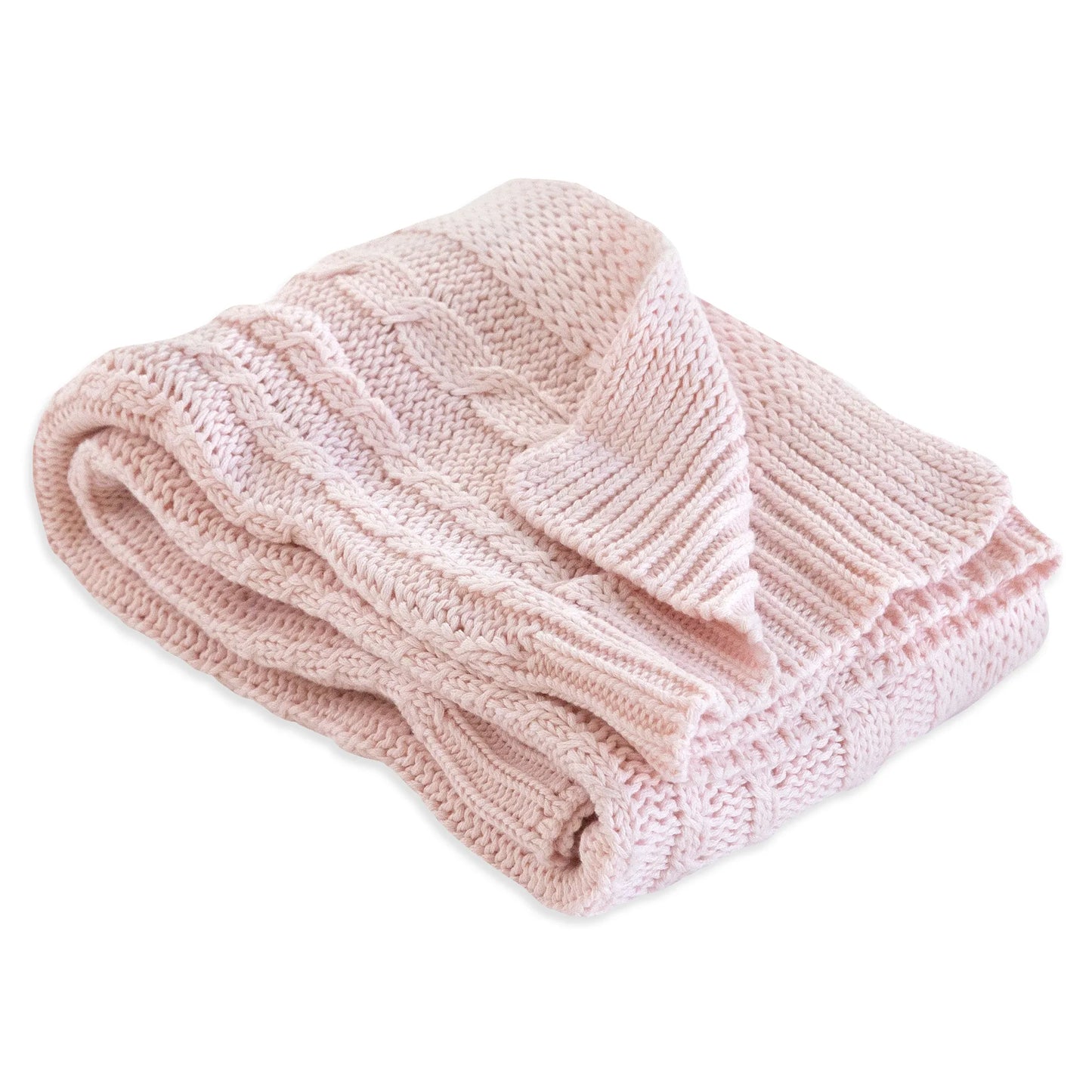 Organic Cotton Cable Knit Baby Blanket - Blossom