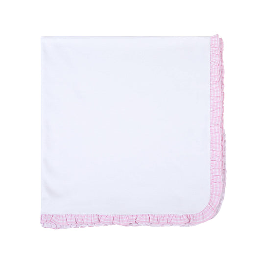 New Beginnings Pink Ruffle Pima Receiving Blanket