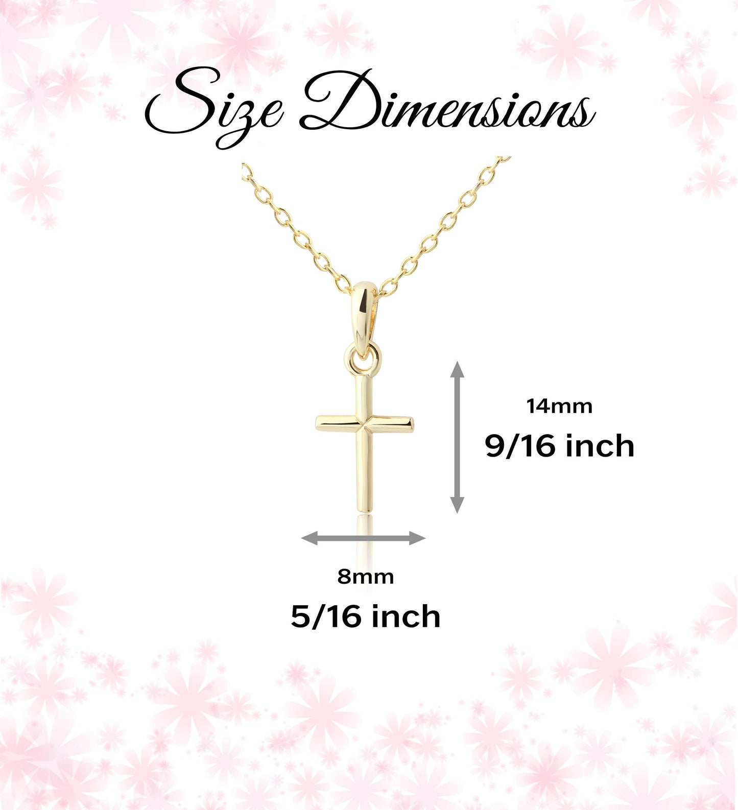 14K Gold-Plated Cross Children's Necklace: 14 inch