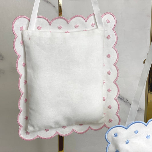 Pink Linen Baby Sleeping Sign Pillow