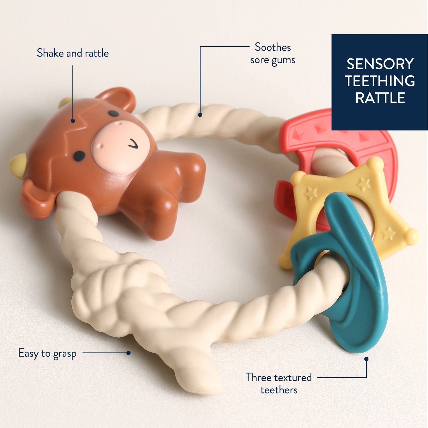 Silicone Teether Rattle Highland Cow