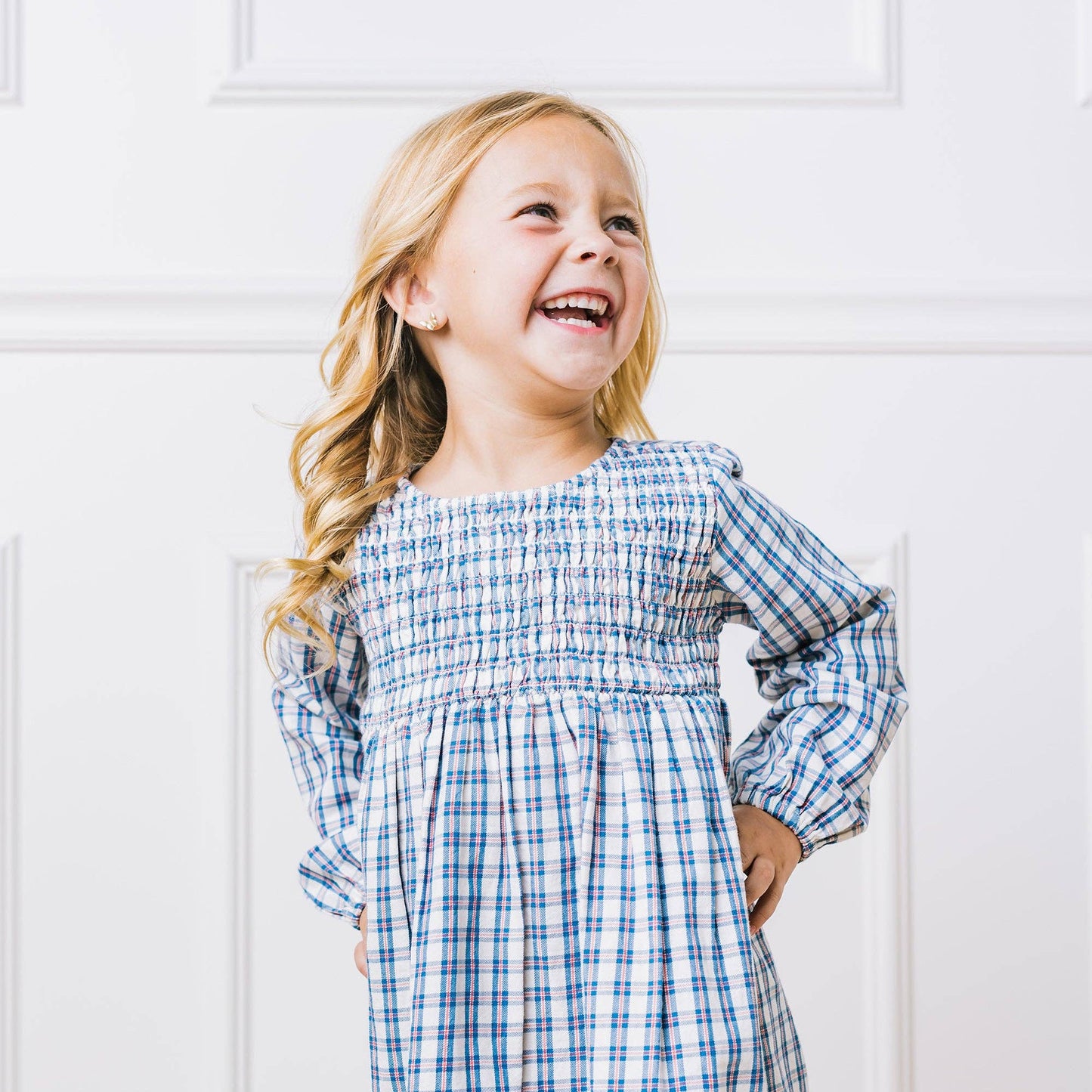 Smocked Long Sleeve Organic Dress