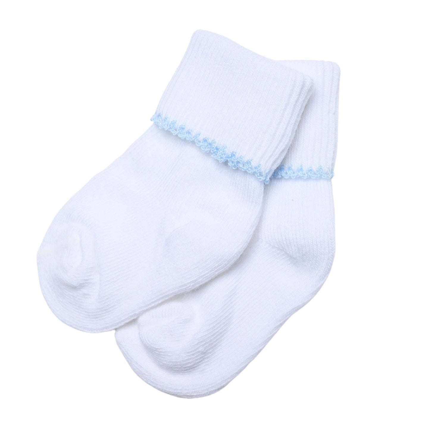 White w/ Blue Trim Pima Socks