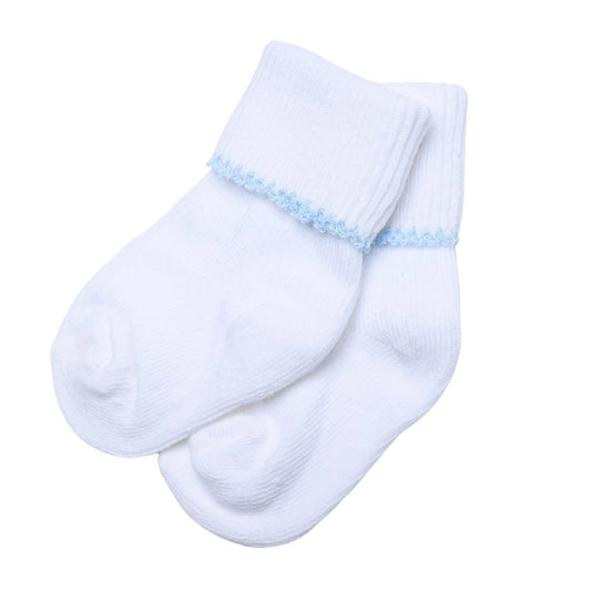 White w/ Blue Trim Pima Socks