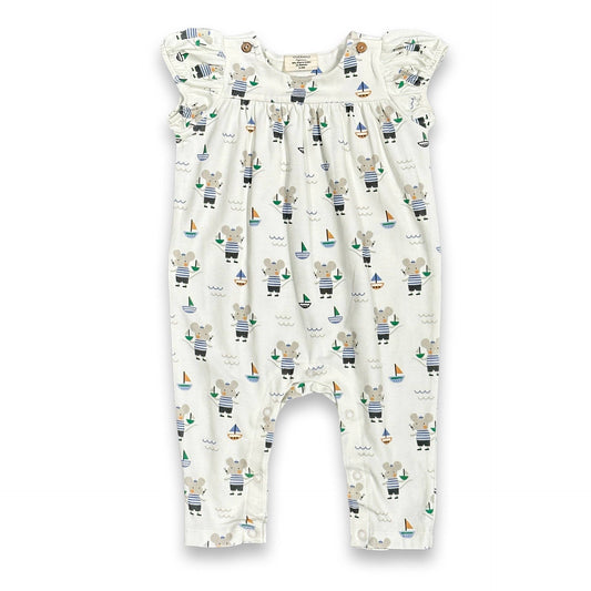 Organic Sailor Mouse Girl Romper