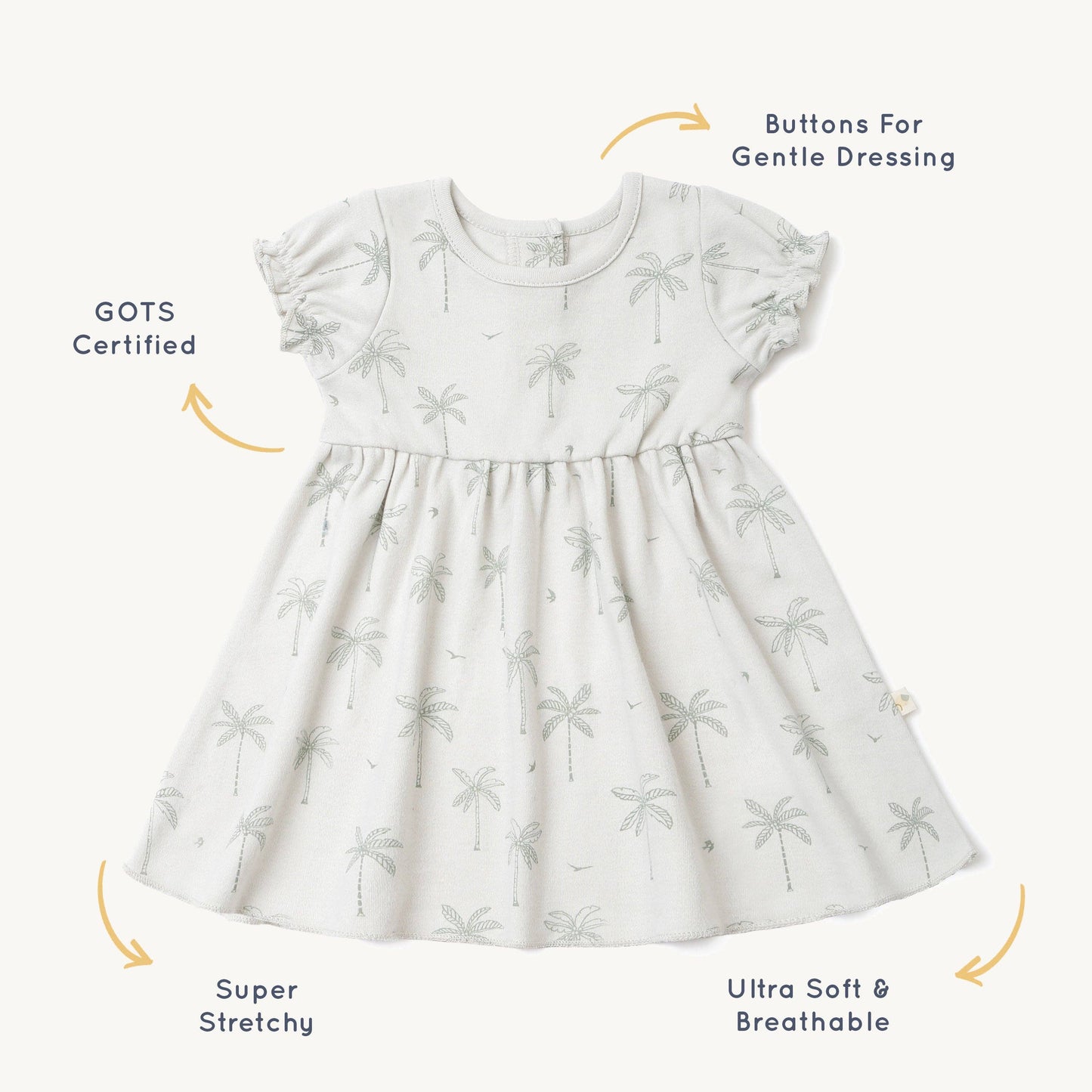 Organic Cotton Puff Sleeve Dress - Tropical