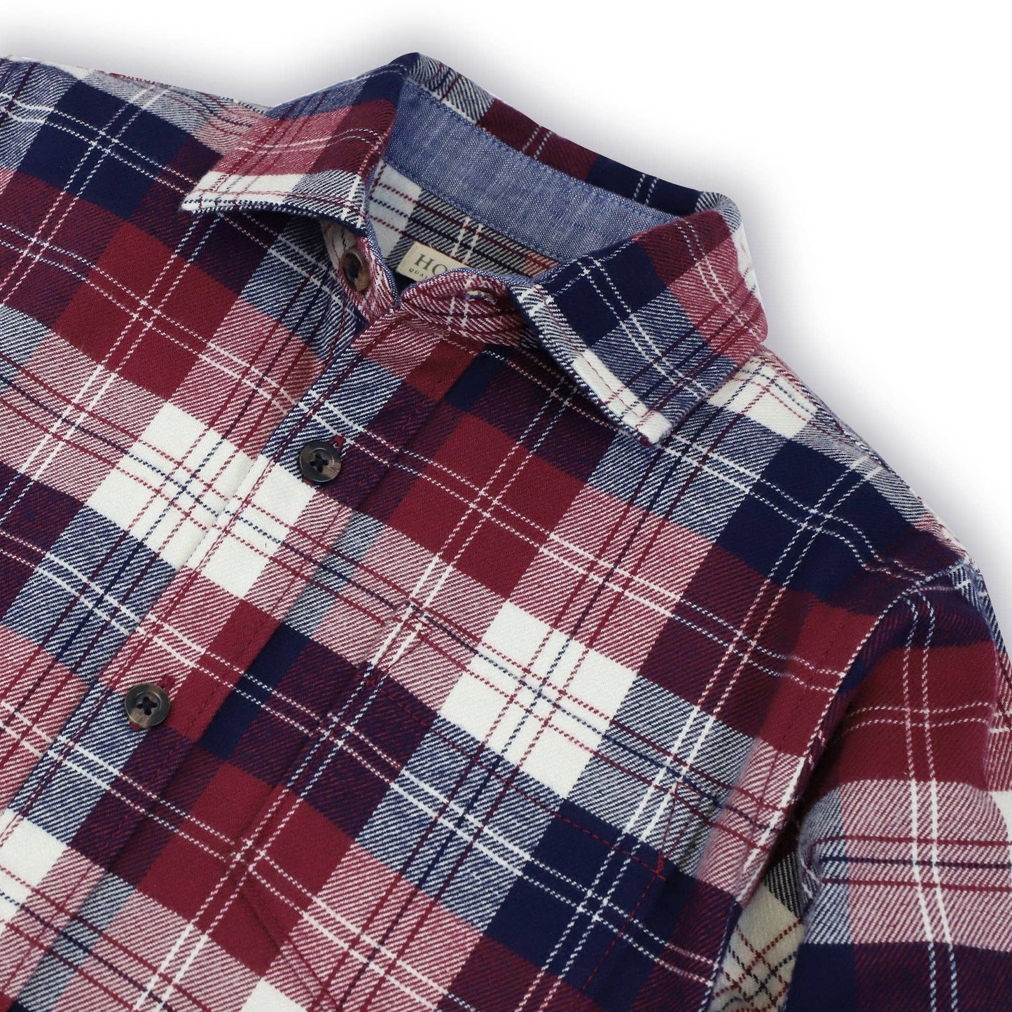 Berry Tartan Brushed Flannel Organic Button Down Shirt