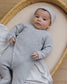 Organic Wrap Knit Footie - Heathered Dusty Blue