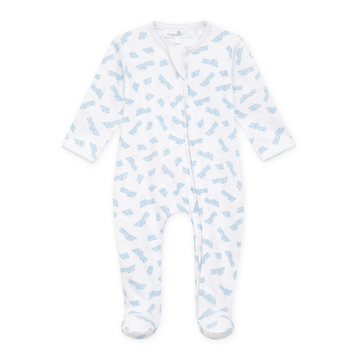 Choo Choo Train Print Pima Zip Footie