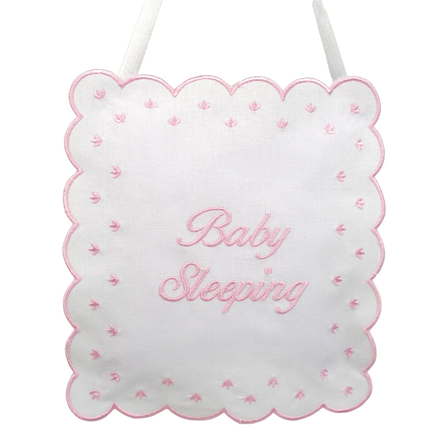 Pink Linen Baby Sleeping Sign Pillow