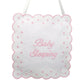 Pink Linen Baby Sleeping Sign Pillow