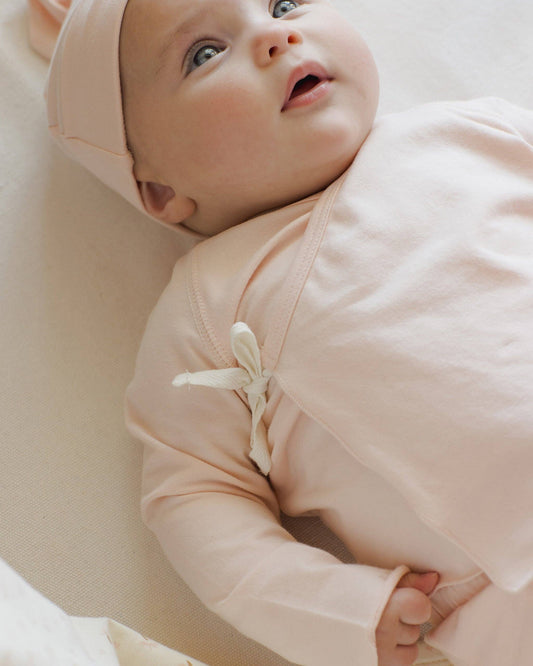 Organic Wrap Shirt + Footed Pant Set - Petal