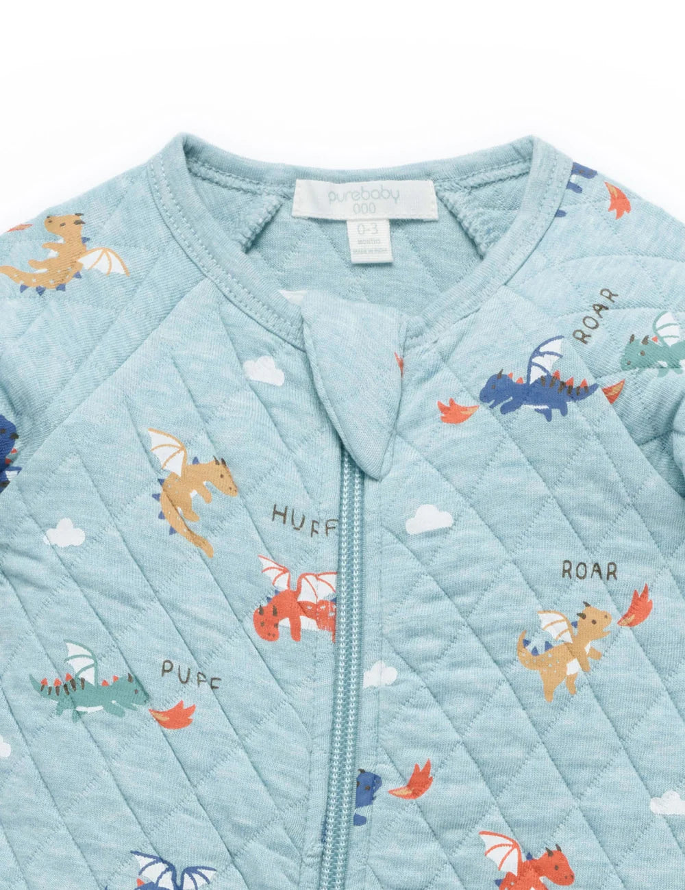 Organic Quilted Dragon Zip Footie