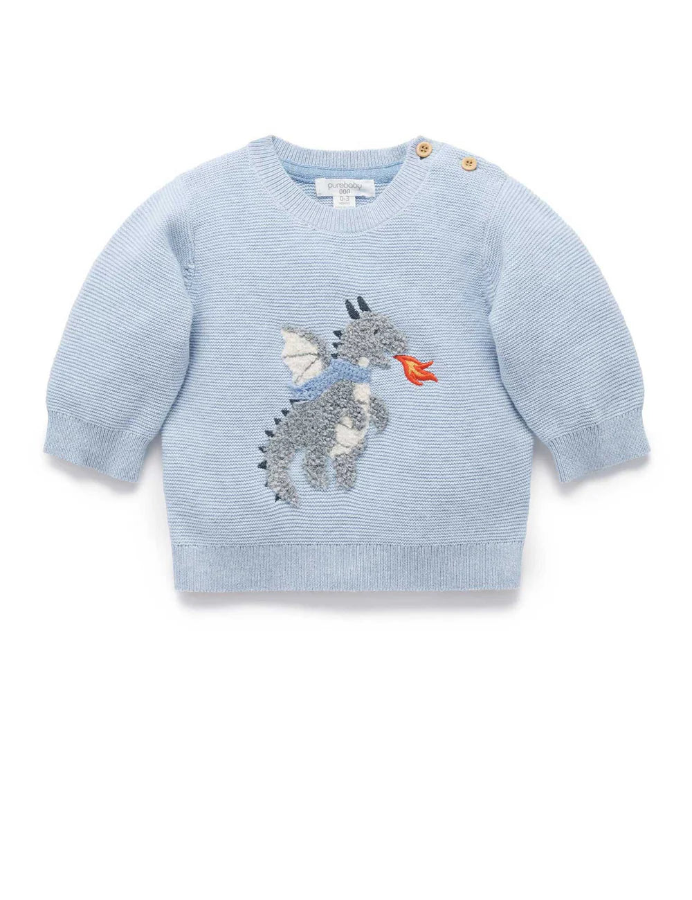 Organic Ice Melange Applique Dragon Sweater