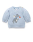 Organic Ice Melange Applique Dragon Sweater