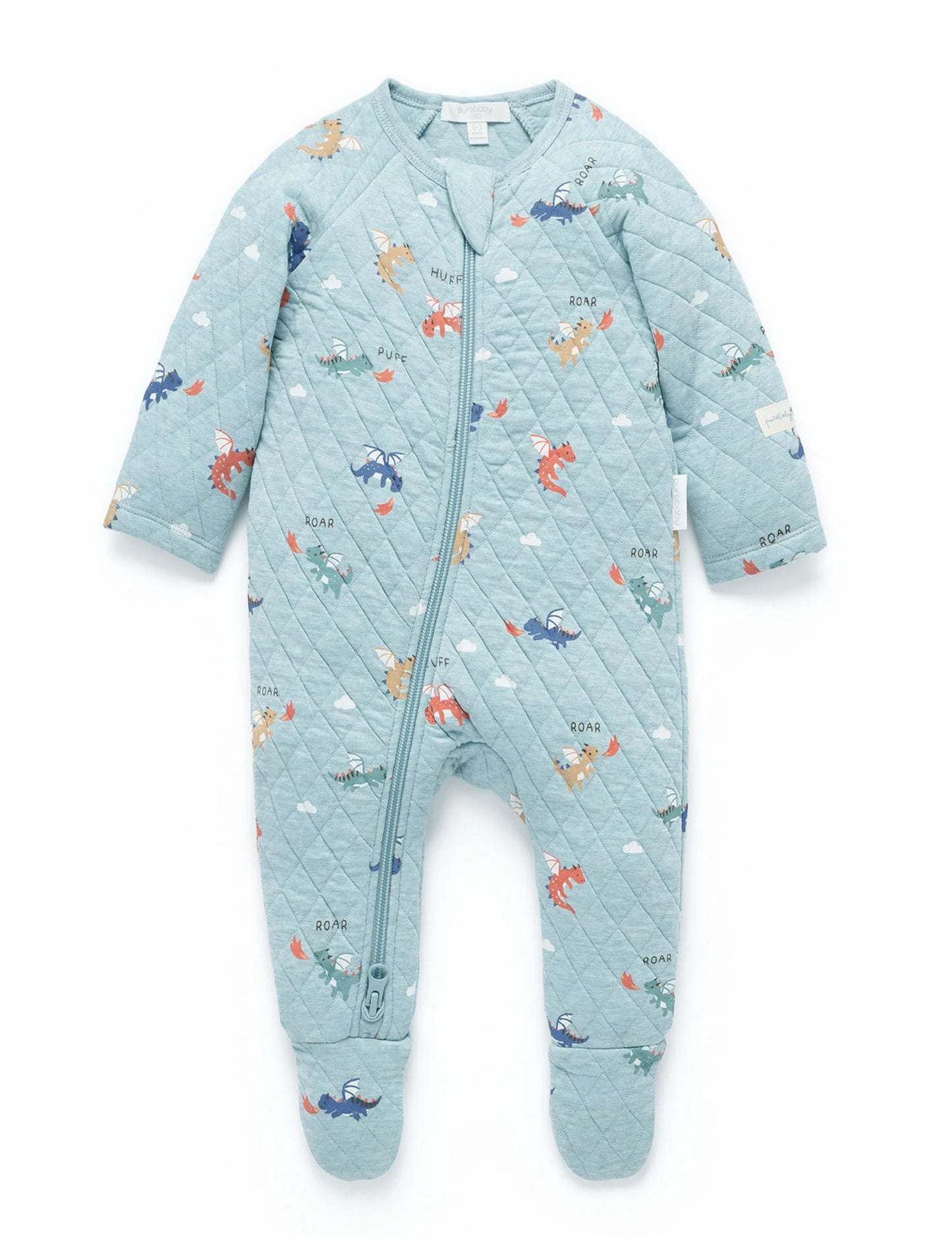Organic Quilted Dragon Zip Footie