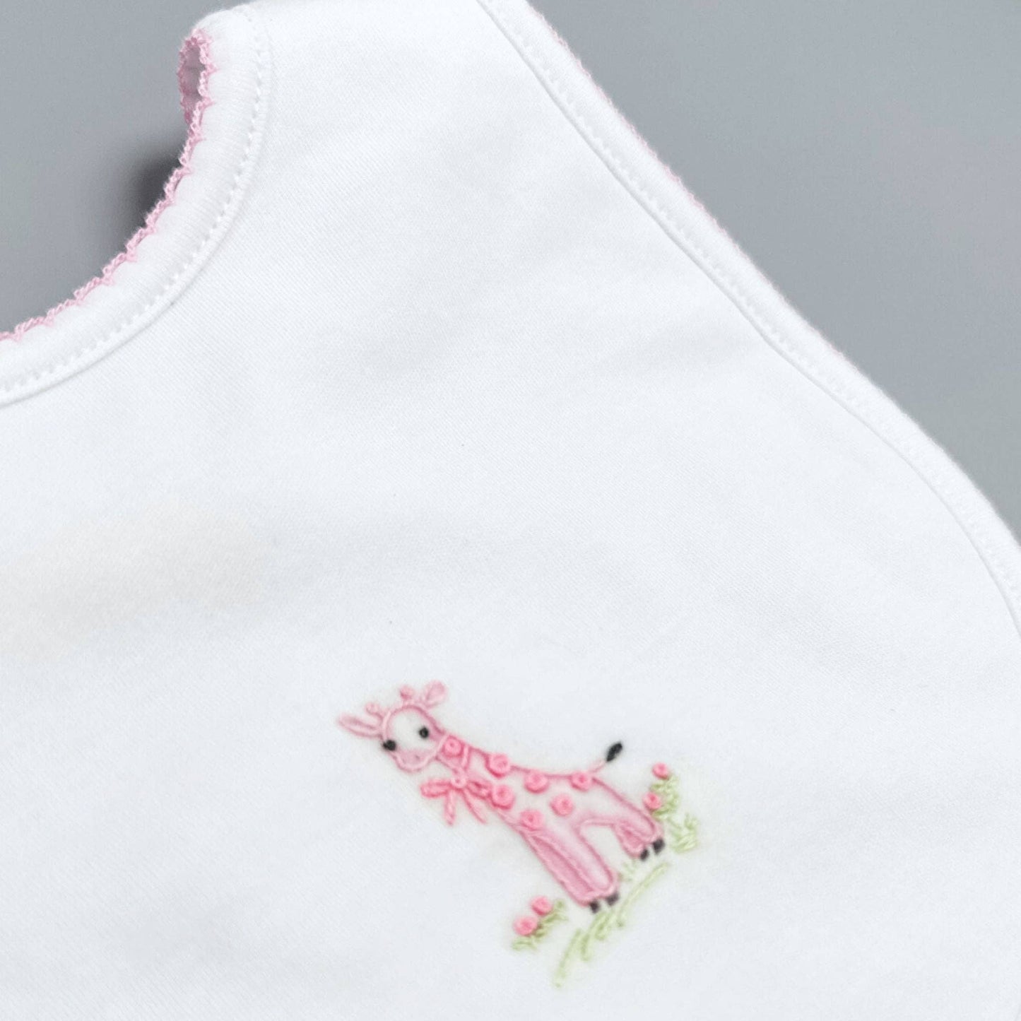 Vintage Giraffe Pink Pima Bib