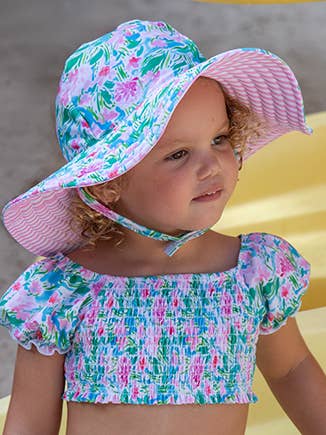 UPF50+ Gemma Two Piece Smocked Pom-Pom Swimsuit- Lotus & Lilies