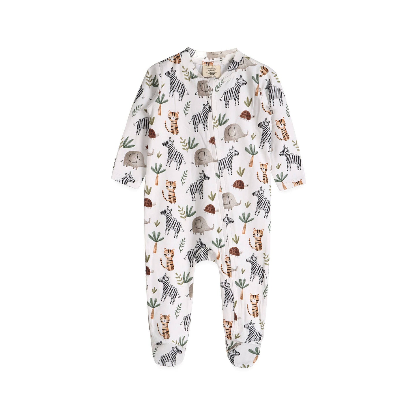 Organic Savannah Safari Animals Zip Footie