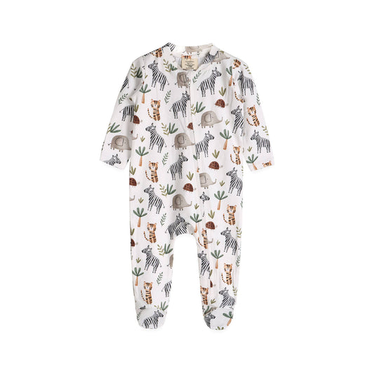 Organic Savannah Safari Animals Zip Footie