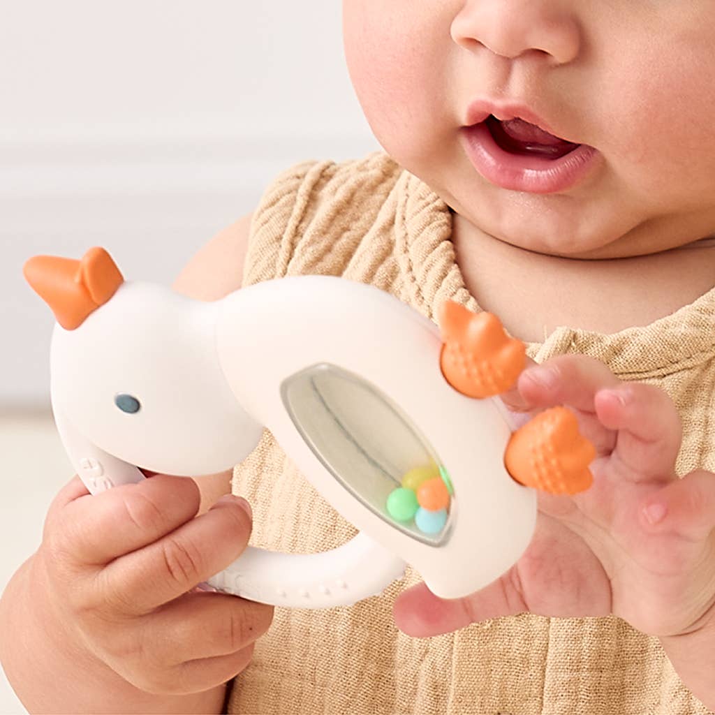 Goose Bitzy Shake Silicone Teether Rattle