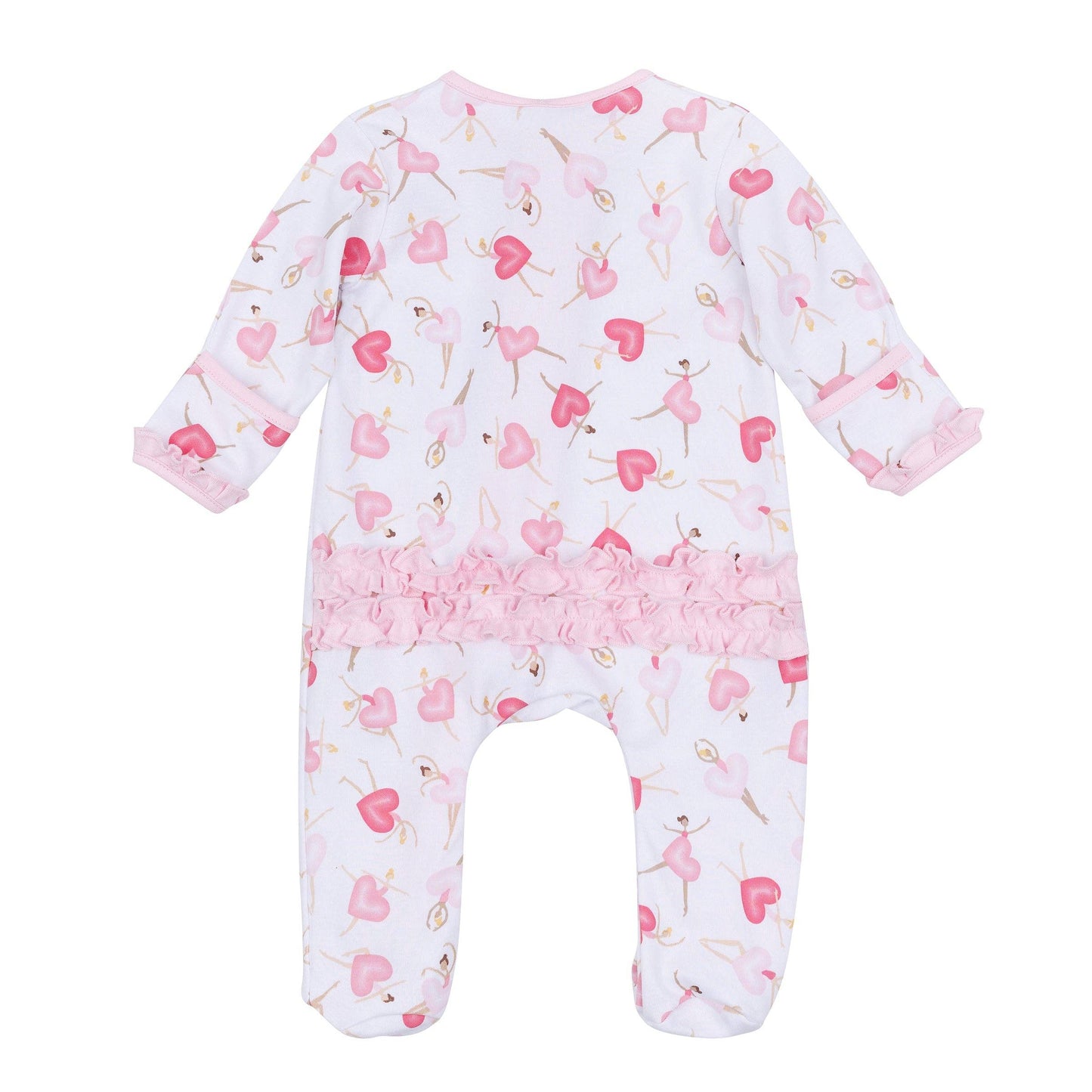 Dancing Hearts Ruffle Pima Zip Footie