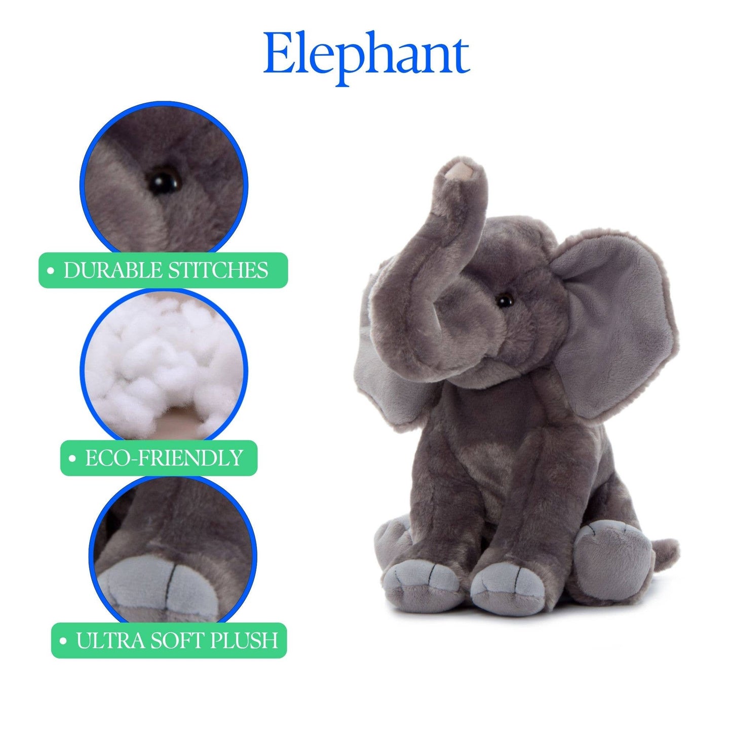 12" African Elephant Stuffed Animal