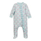 Smiling Whales Ruffle Pima Zip Footie