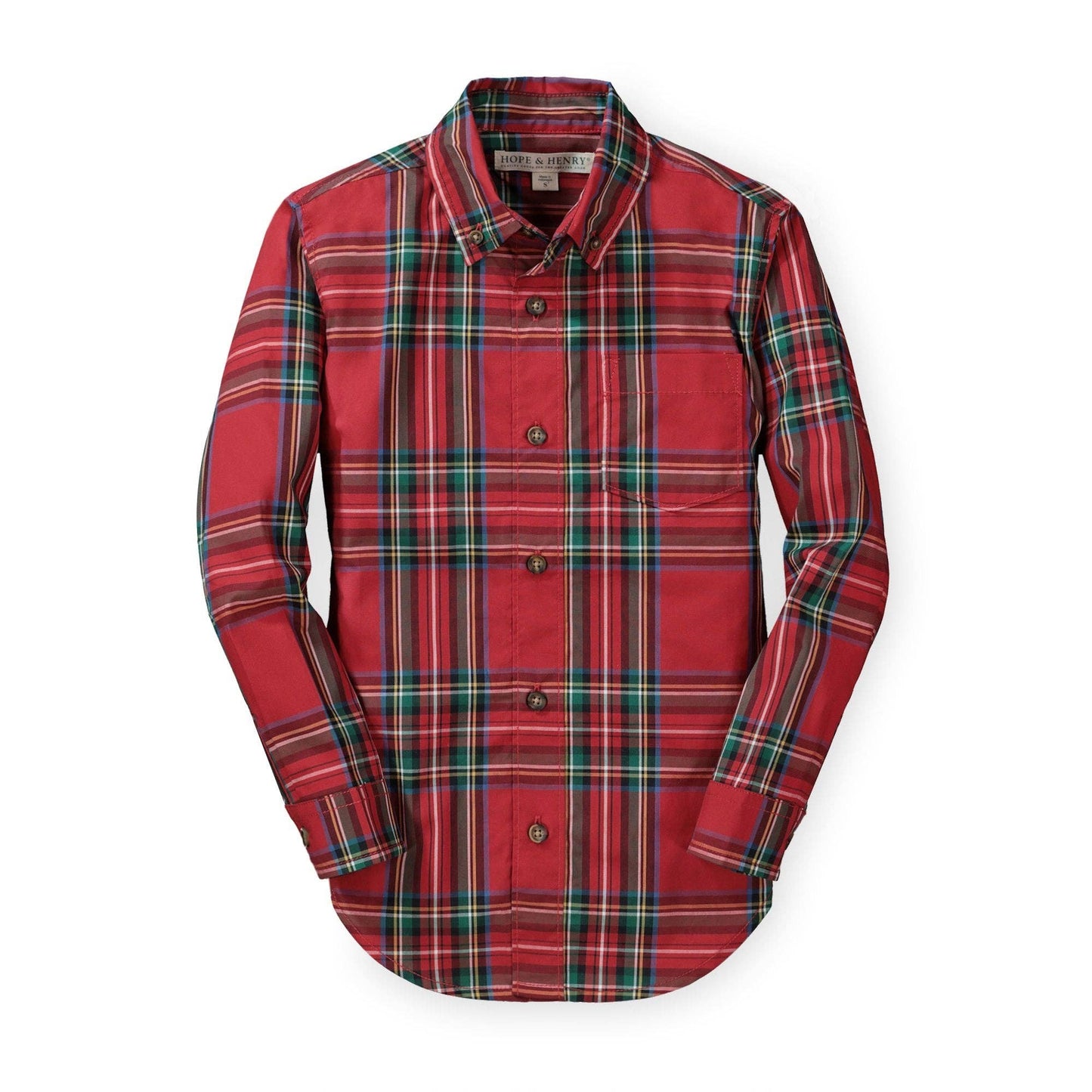 Organic Red Tartan Poplin Button Down Shirt