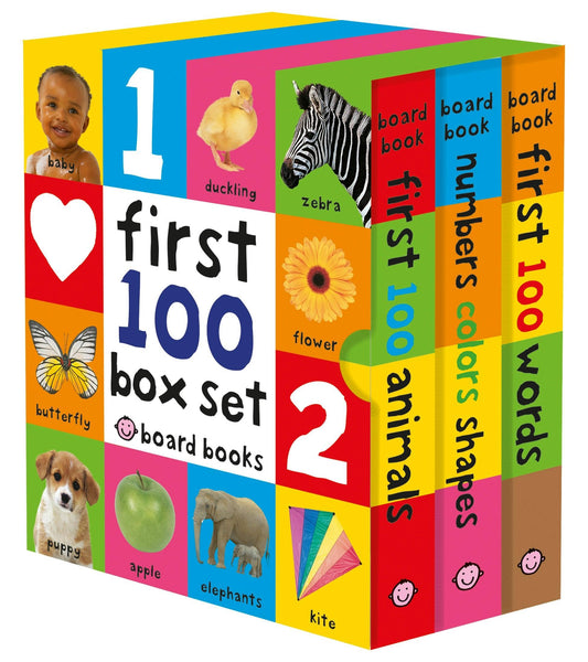 First 100 Board Book Set: Words, Numbers, Shapes, Animals