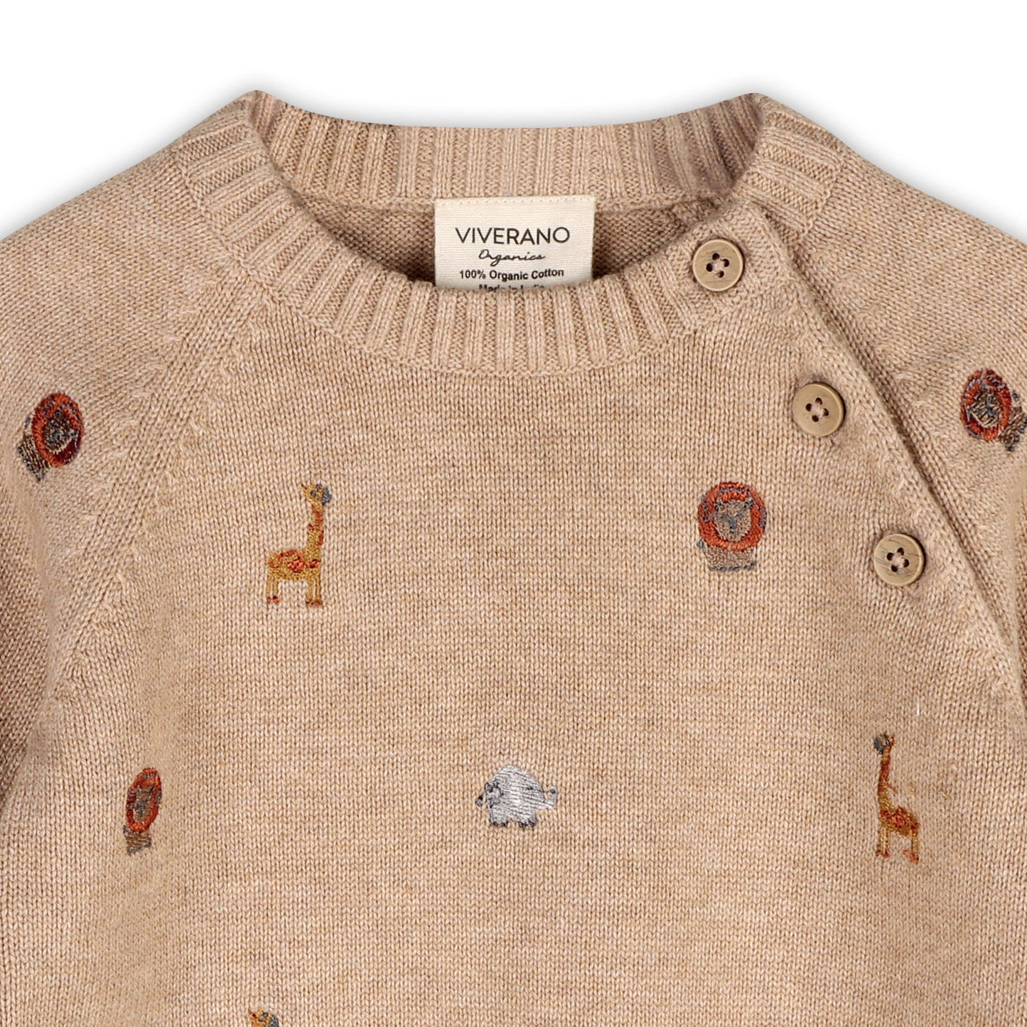 Organic Mini Safari Embroidered Raglan Sweater