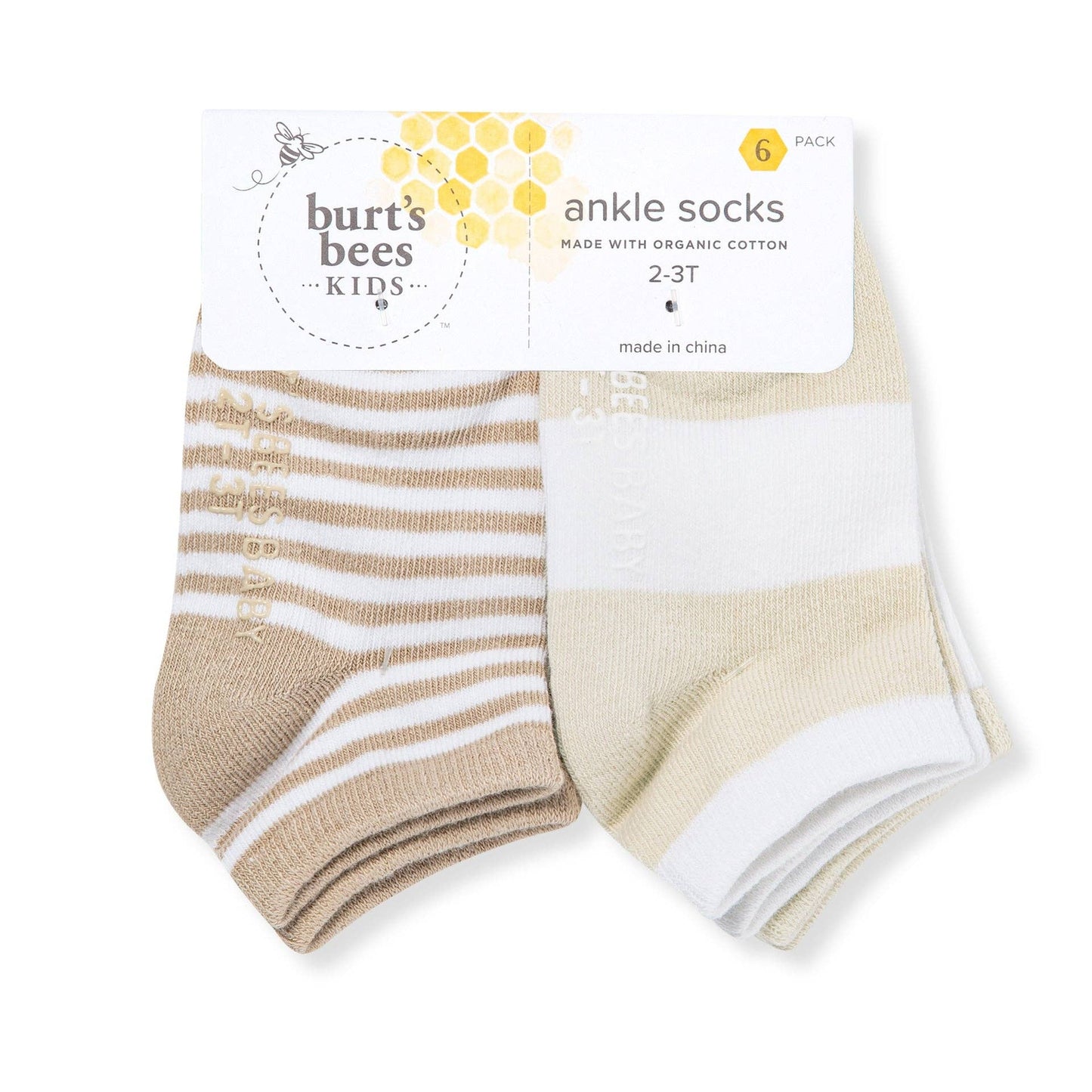 Solid & Stripes Organic Baby Ankle Socks 6 Pack - Oat
