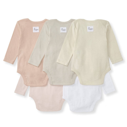 Solid Organic Long Sleeve Bodysuits 5 Pack - Pink Sand