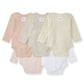 Solid Organic Long Sleeve Bodysuits 5 Pack - Pink Sand