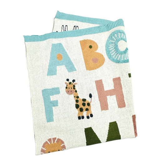 Organic Blue Alphabet Blanket