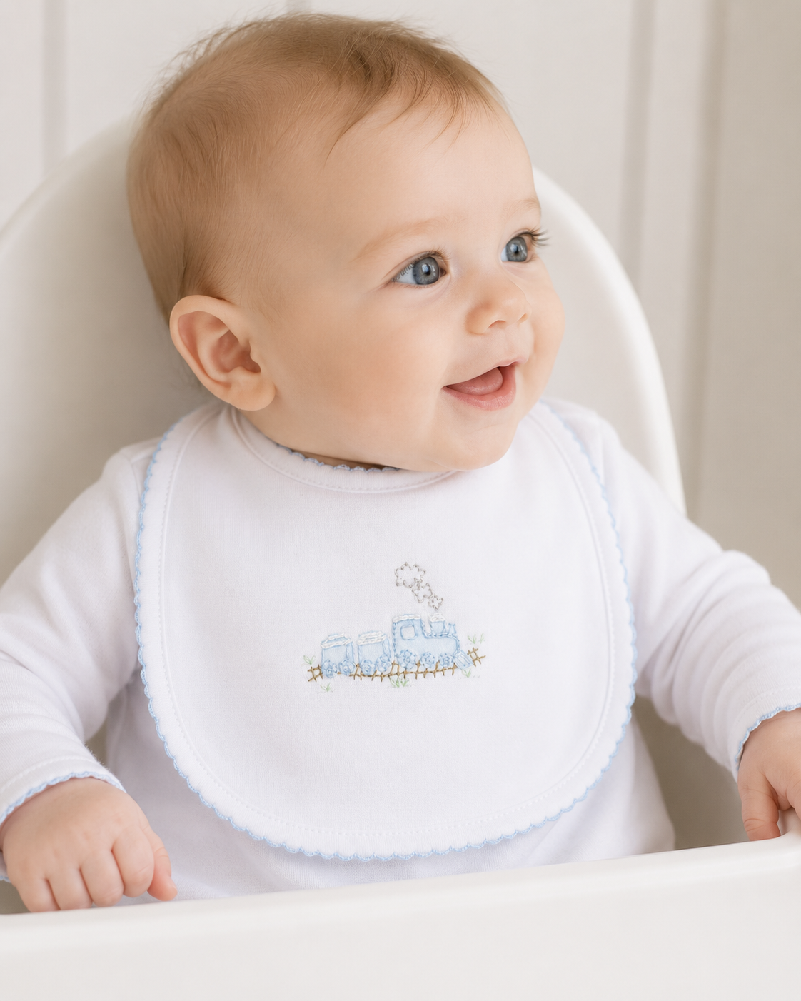 Choo Choo Train Embroidered Pima Bib