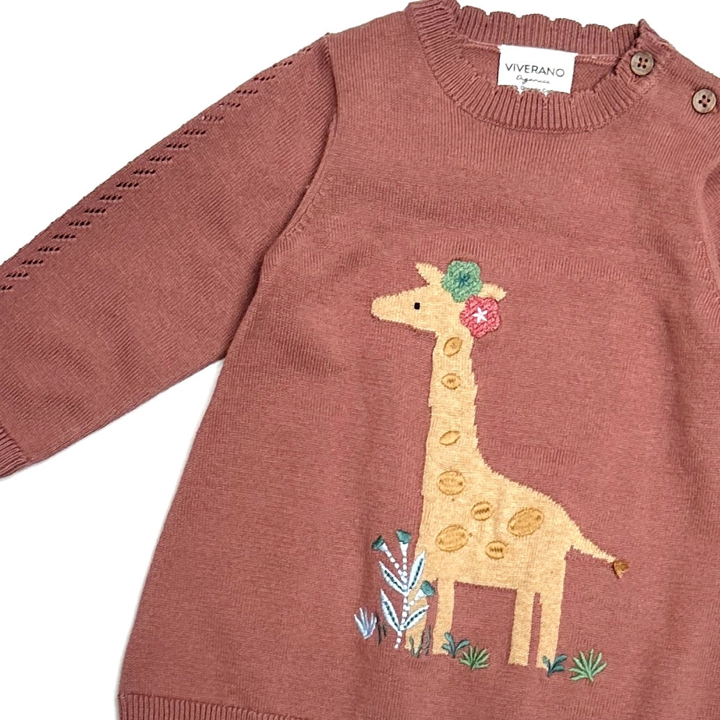 Organic Giraffe Pointelle Knit Dress
