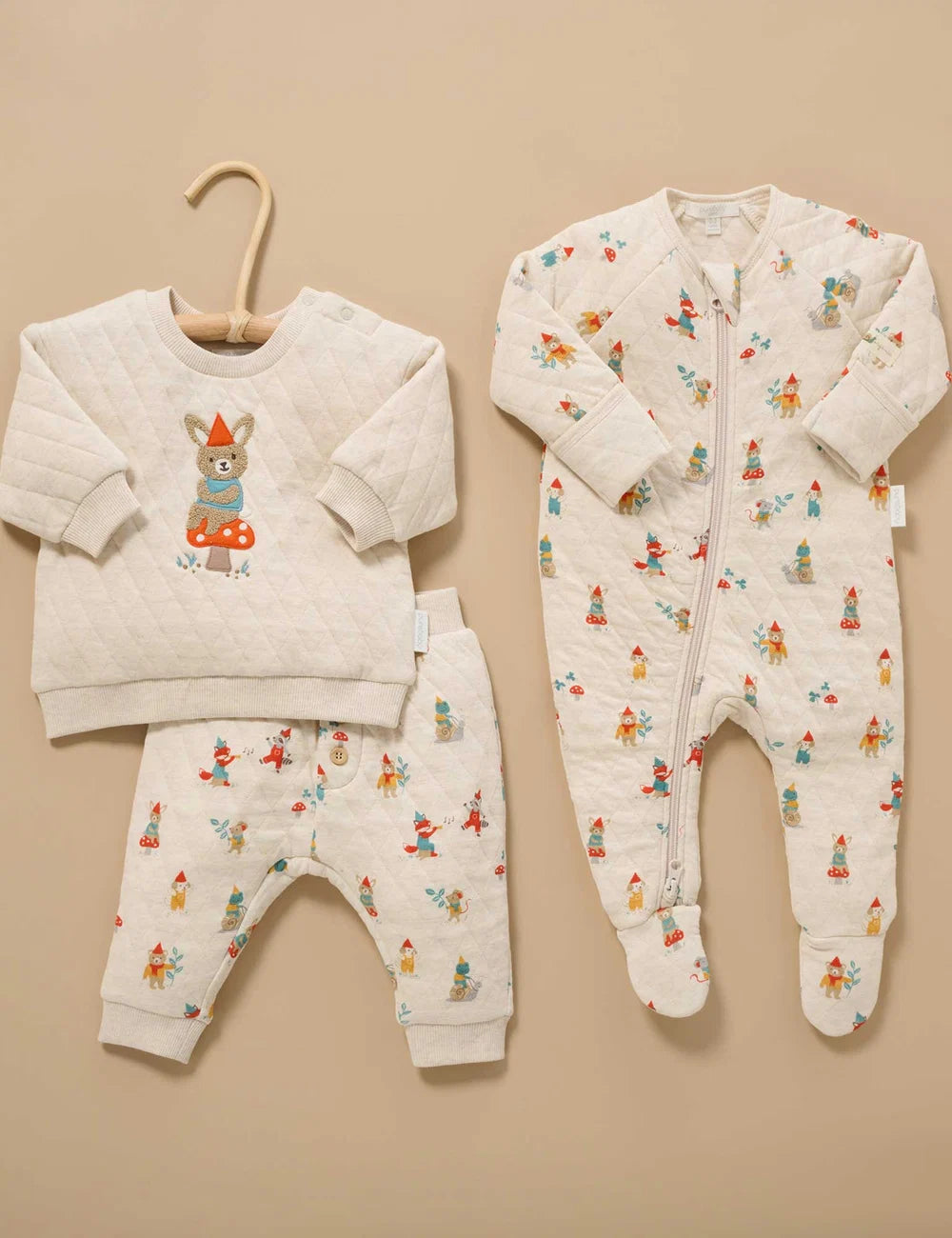 Organic Quilted Gnome Zip Footie