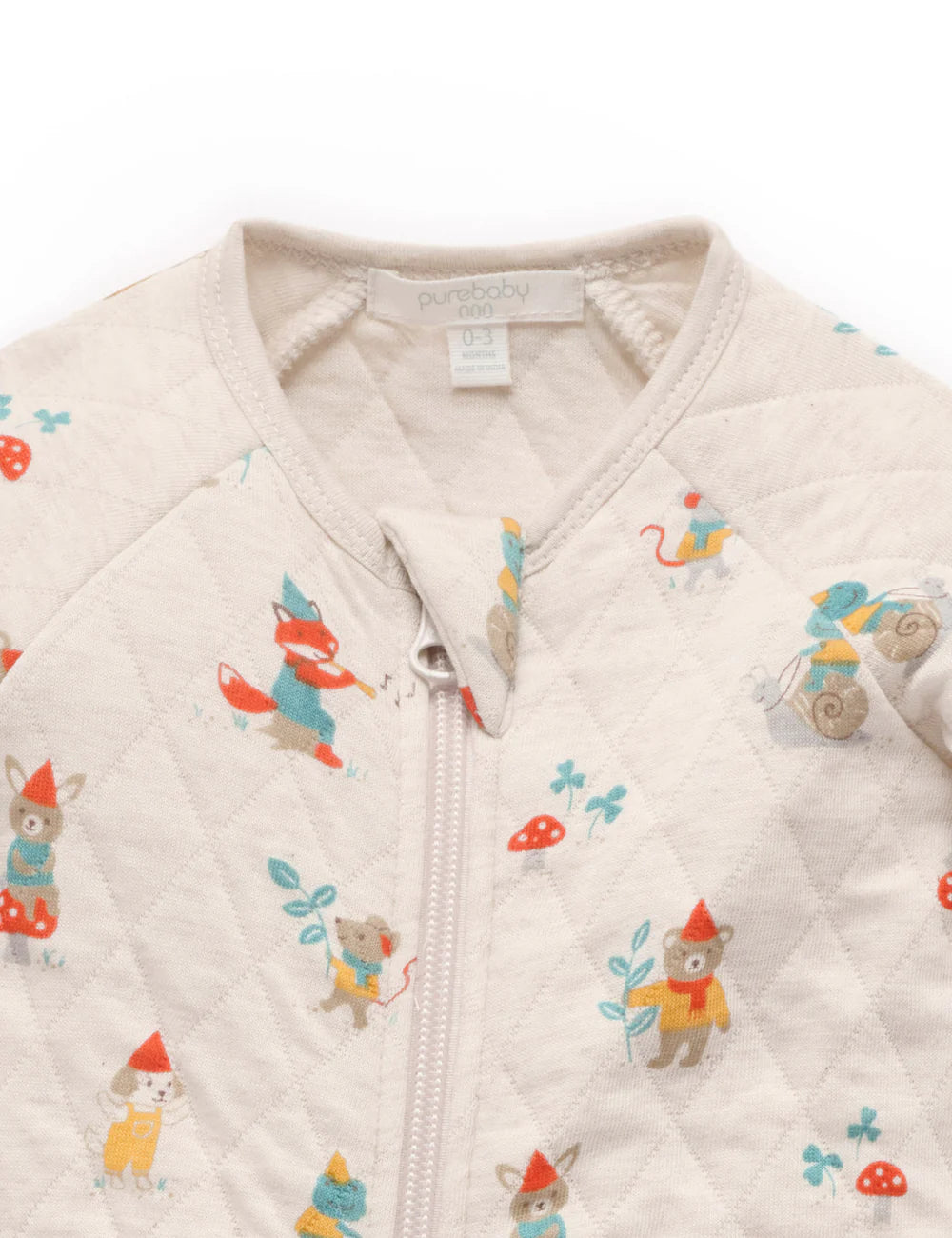 Organic Quilted Gnome Zip Footie
