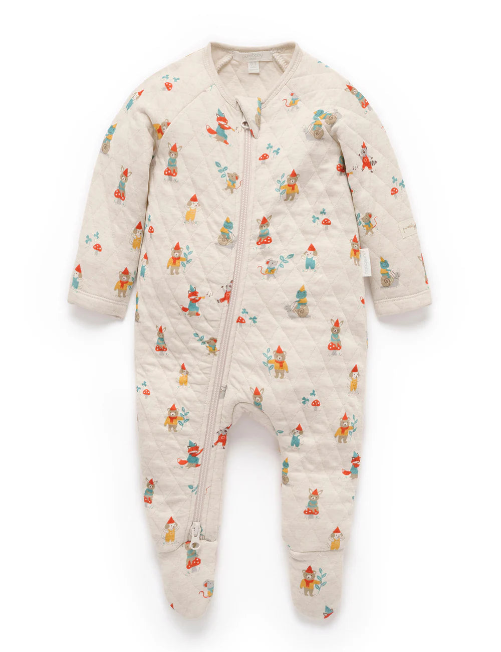 Organic Quilted Gnome Zip Footie