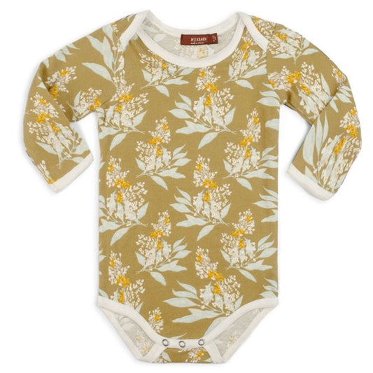 Gold Floral Organic Long Sleeve Bodysuit