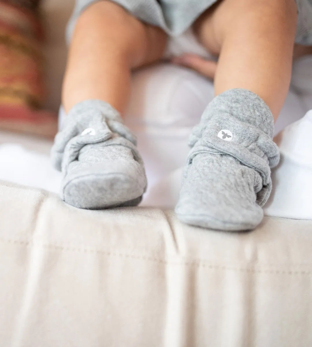 Quilted Bee Organic Cotton Baby Booties-Heather Grey