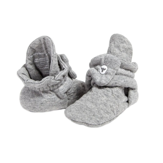 Quilted Bee Organic Cotton Baby Booties-Heather Grey