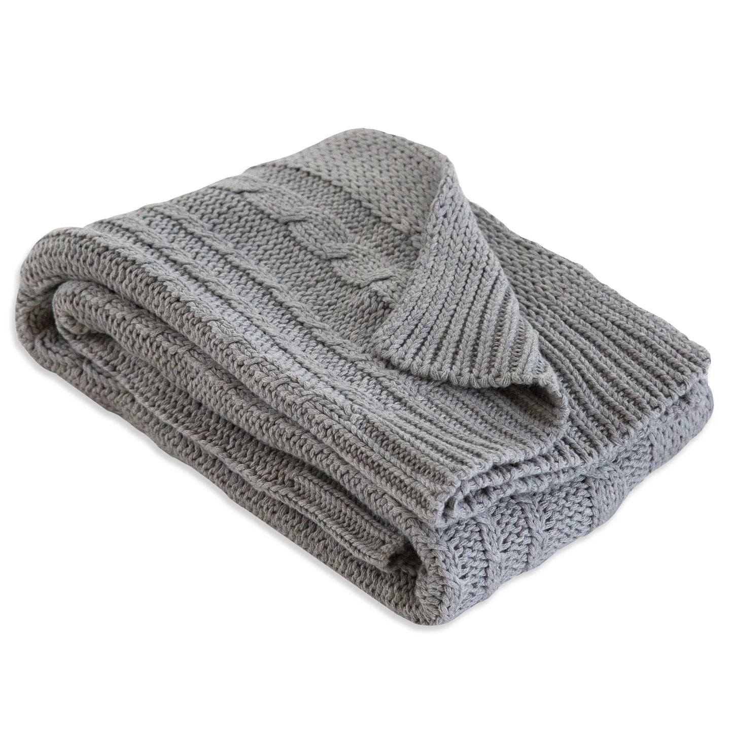 Organic Cotton Cable Knit Baby Blanket - Heather Grey