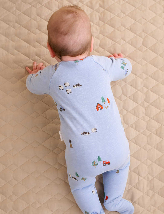 Organic Herding Sheep Embroidered Fleece Footie