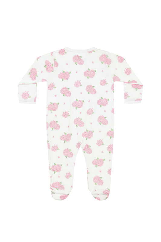 Pink Hydrangeas Zip Pima Footie