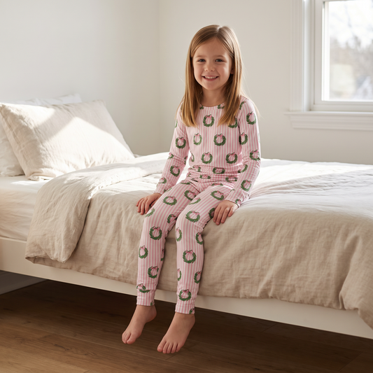 Holiday Wreath 2PC Shirt/Pants Bamboo Pajama Set