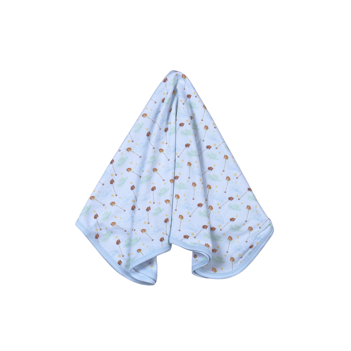 Blue Hobbie Horse Pima Receiving Blanket