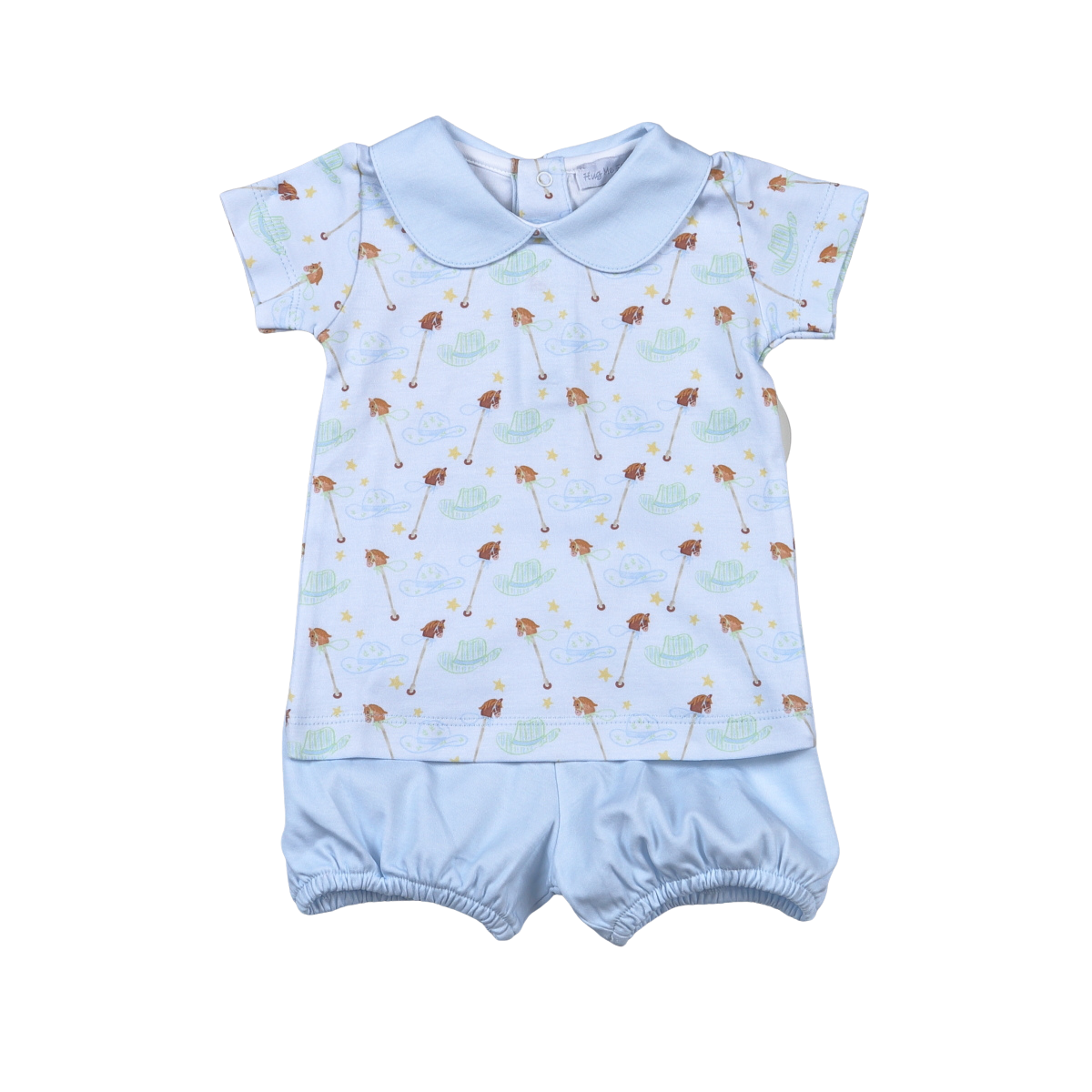 Blue Hobbie Horse Pima Diaper Cover Set