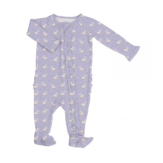 Little Sheep Ruffle Bamboo Footie
